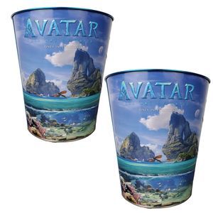 Lot of 2 Avatar The Way of Water Movie Embossed Tin Popcorn Bucket 130 oz